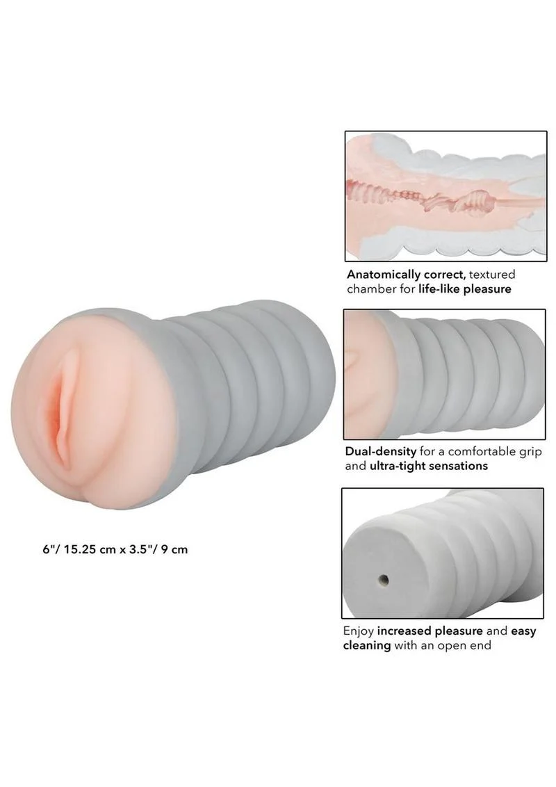 Ribbed Gripper Dual Density Textured Masturbator - Pussy - Image 4