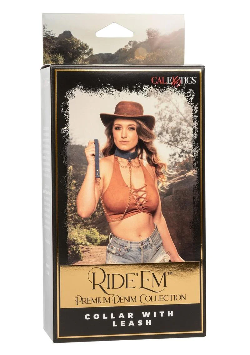 Ride 'Em Premium Denim Collection Collar with Leash - Image 2