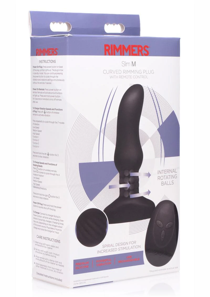Rimmers Slim M Rechargeable Silicone Curved Rimming Plug with Remote Control - Image 2