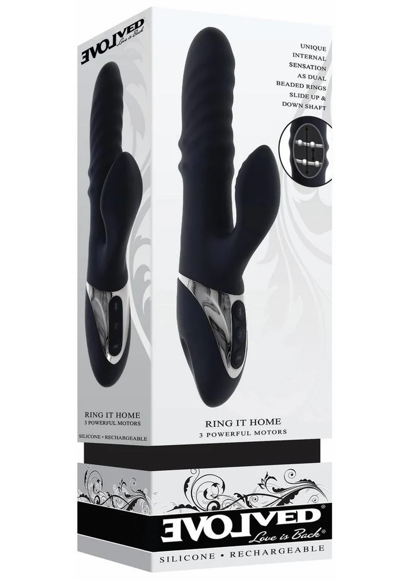 Ring It Home Silicone Rechargeable Vibrator with Clitoral Stimulator - Image 2