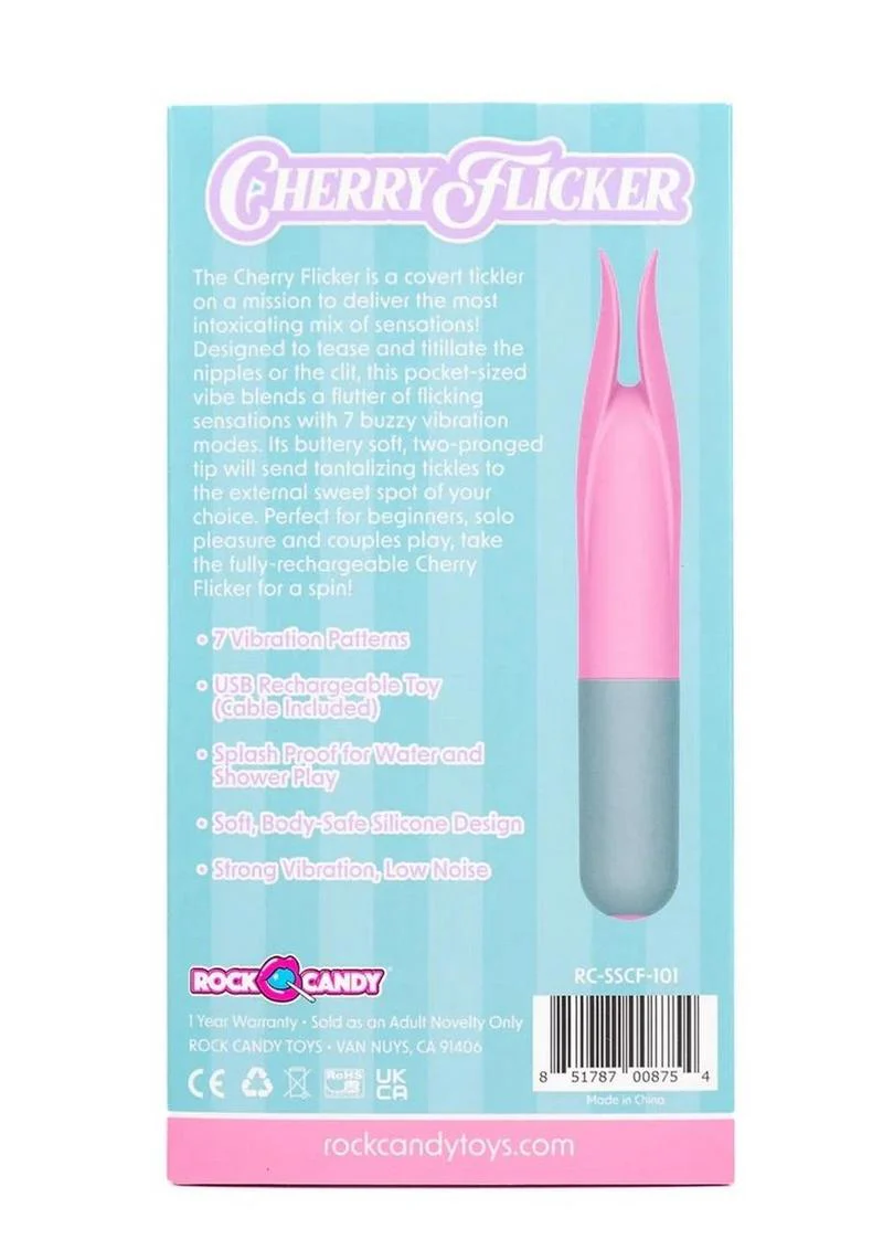 Rock Candy Cherry Flicker Rechargeable Silicone Tickler - Image 3