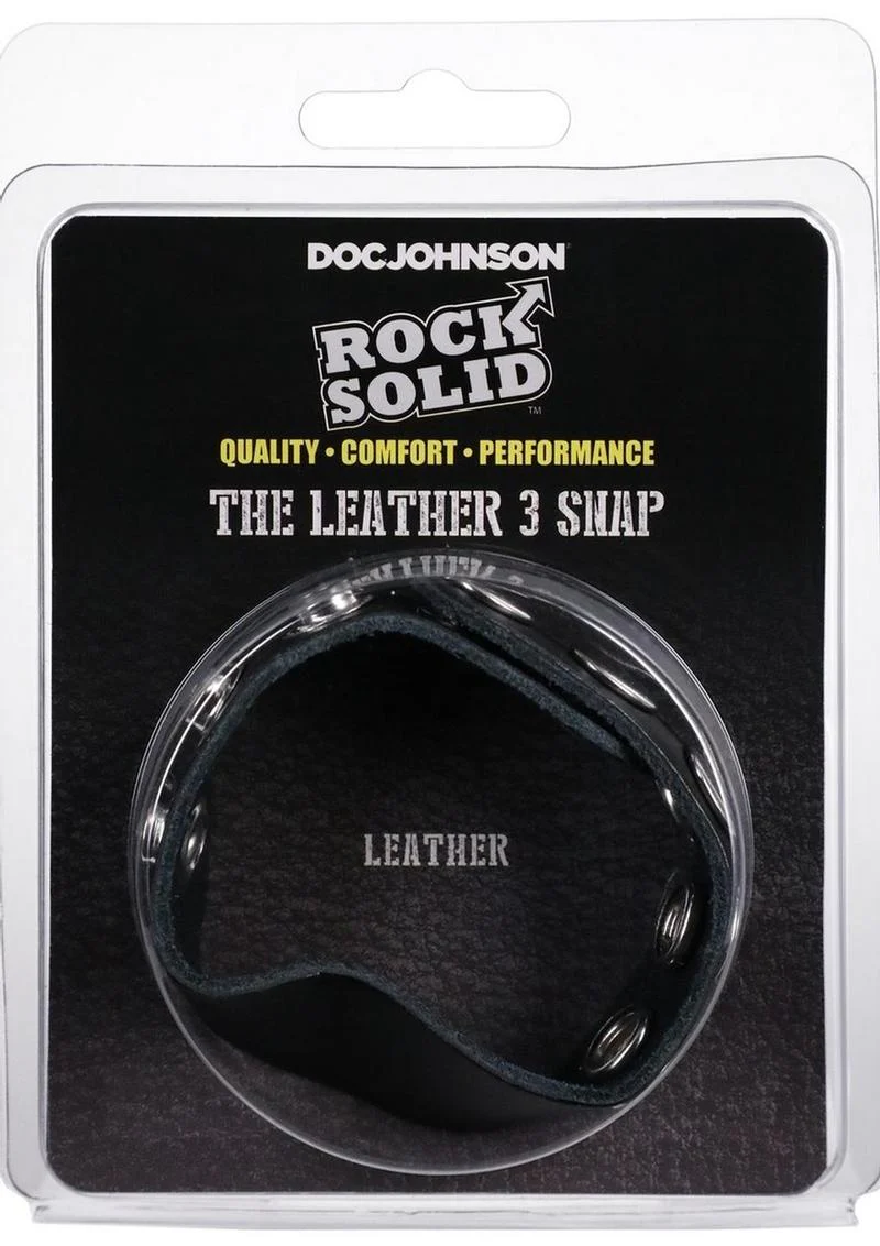Rock Solid The Leather 5 Snap Adjustable Cock Ring - Image 2