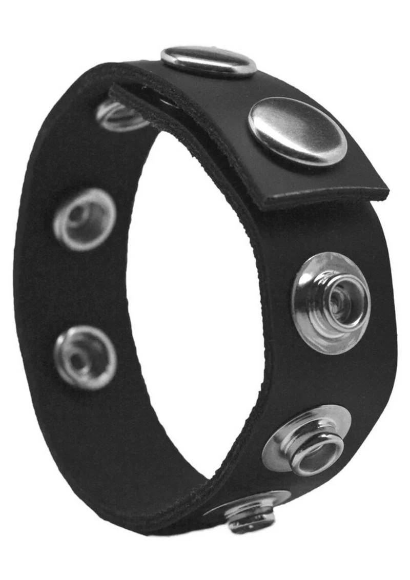 Rock Solid The Leather 5 Snap Adjustable Cock Ring - Image 3