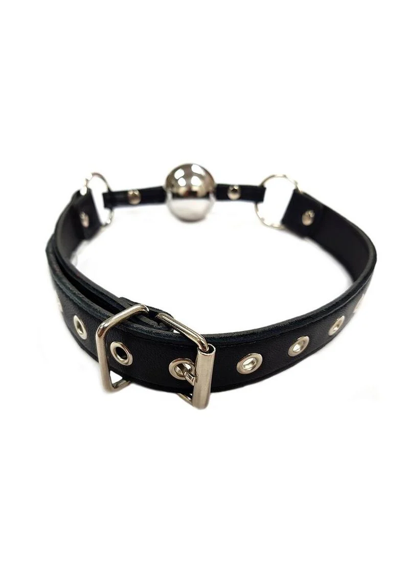 Rouge Adjustable Leather Adjustable Ball Gag with Stainless Steel Ball - Image 2