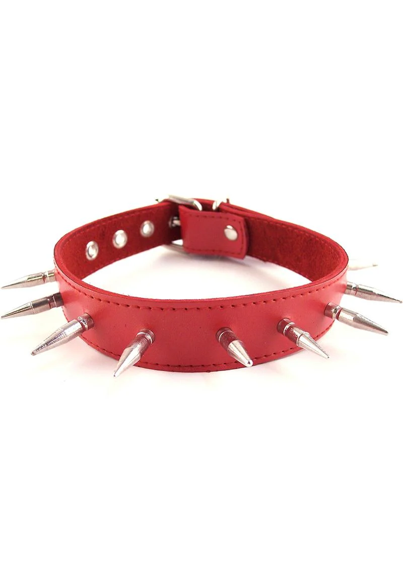 Rouge Adjustable Leather Spiked Collar - Image 2