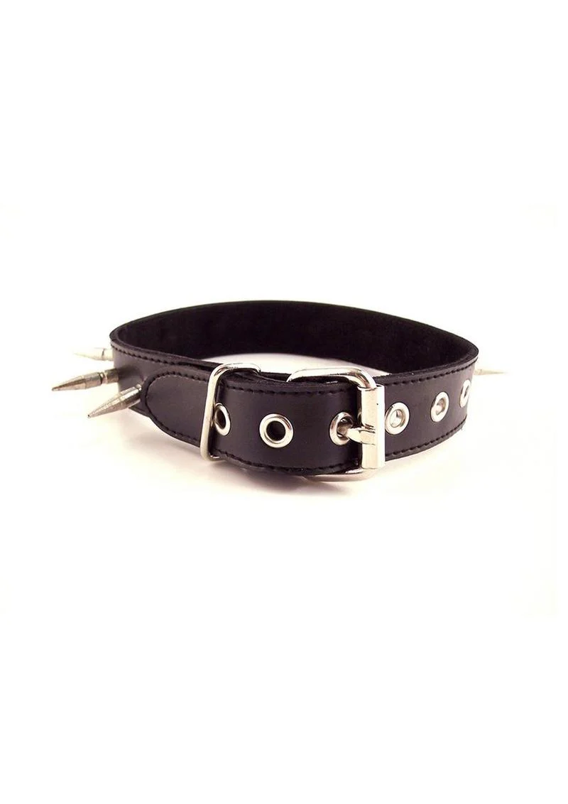Rouge Adjustable Leather Spiked Collar - Image 3