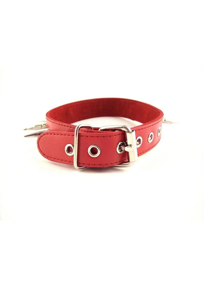 Rouge Adjustable Leather Spiked Collar - Image 4