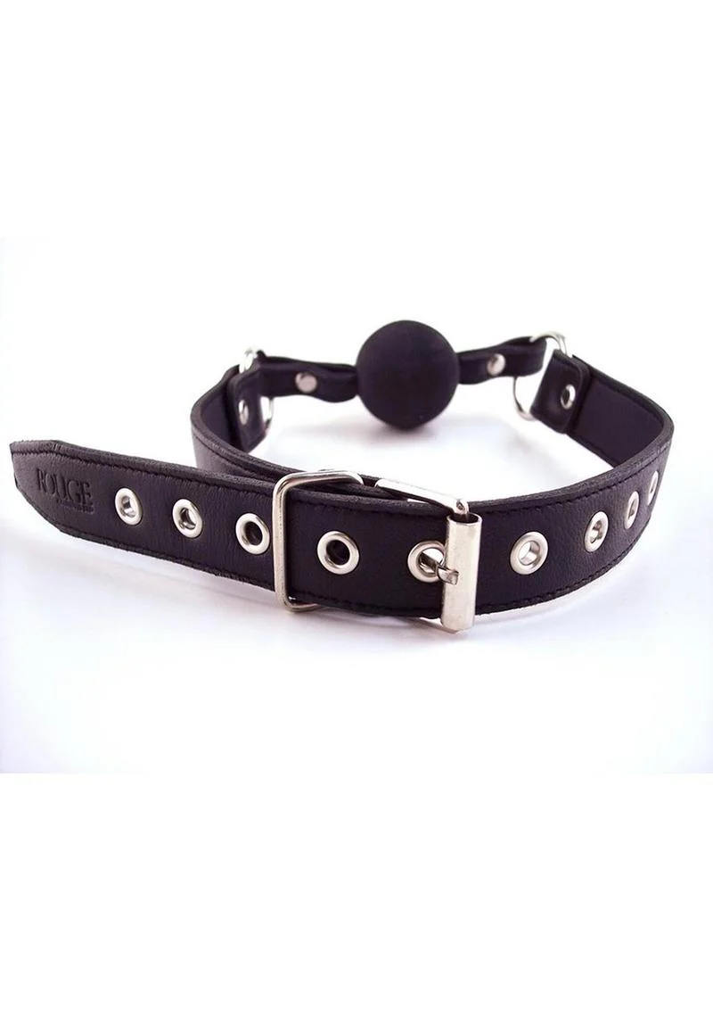 Rouge Fetish Play Leather Adjustable Ball Gag with Metal Accents - Image 2