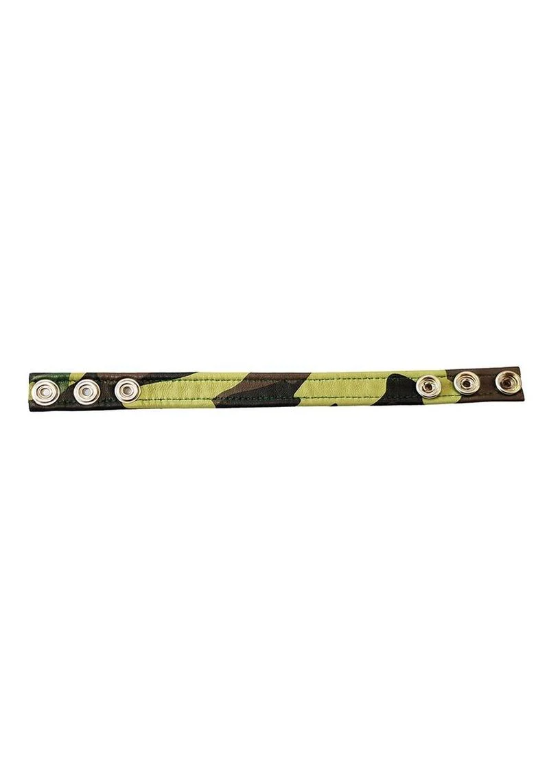Rouge Leather Adjustable Cock Strap - Black and Camouflage - Image 2