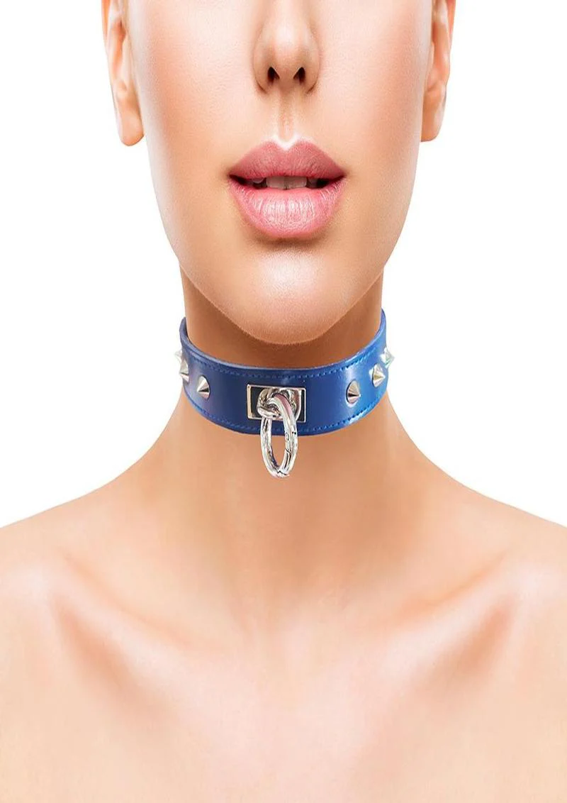Rouge O Ring Studded Adjustable Leather Collar - Image 10