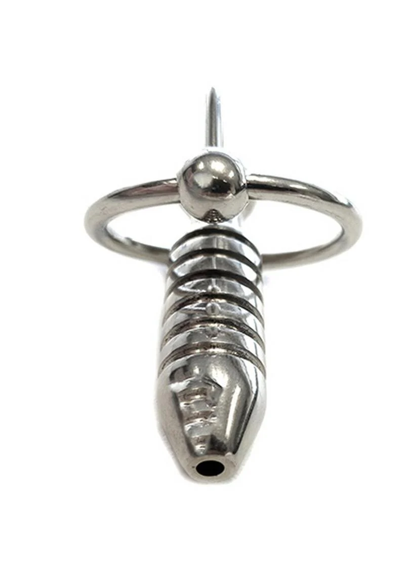 Rouge Stainless Steel Hollow Beaded Urethral Probe and Cock Ring - Image 3