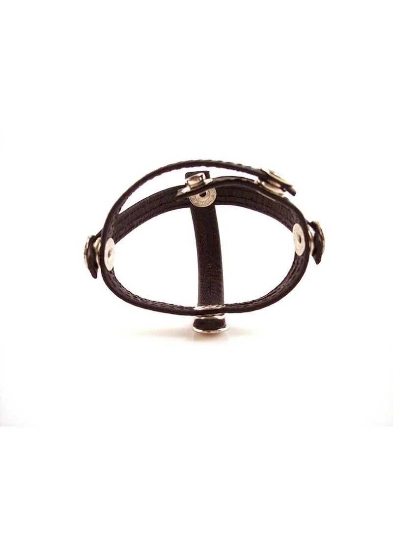 Rouge Three Piece Divider Adjustable Snap Leather Cock Ring - Image 2