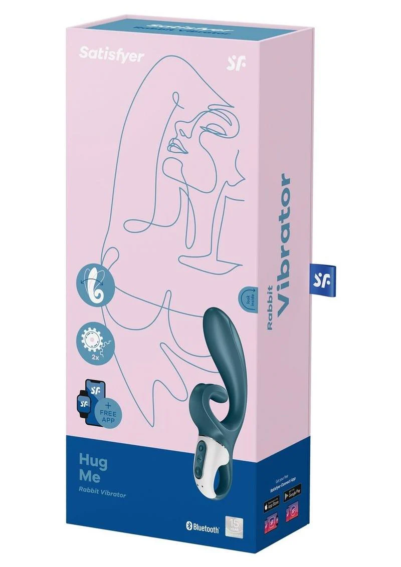 Satisfyer Hug Me Rechargeable Silicone Vibrator with Clitoral Stimulation - Grayblue - Image 2