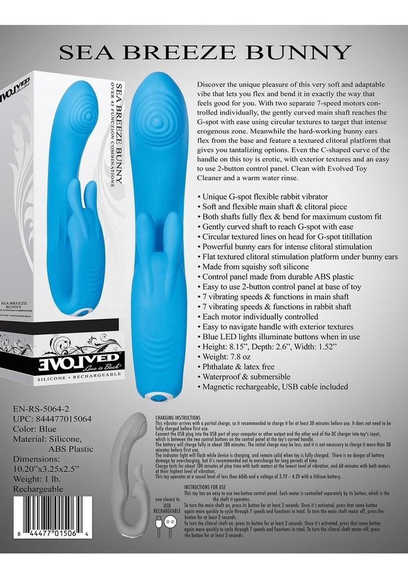 Sea Breeze Bunny Rechargeable Silicone G-Spot Rabbit Vibrator - Image 4