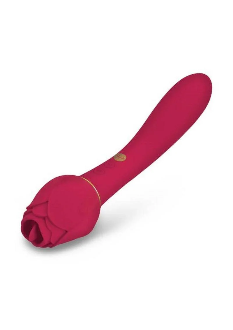 Secret Kisses Rosegasm Lingo Rechargeable Silicone Dual End Vibrator with Clitoral Stimulator - Image 3