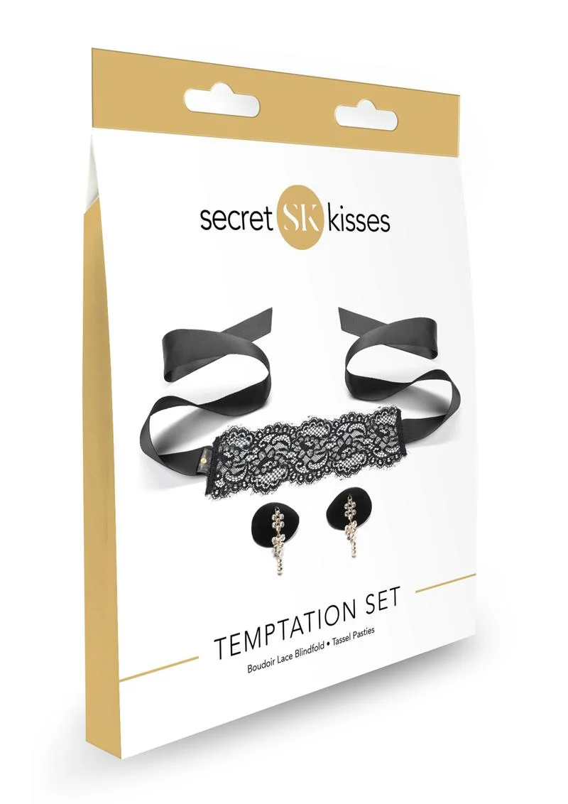 Secret Kisses Temptation Set Boudoir Lace Blindfold and Tassel Pasties - Image 2