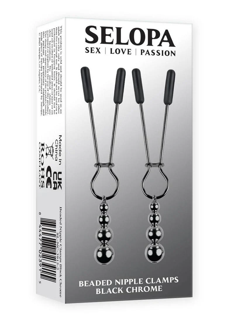 Selopa Beaded Nipple Clamps - Black Chrome - Image 2