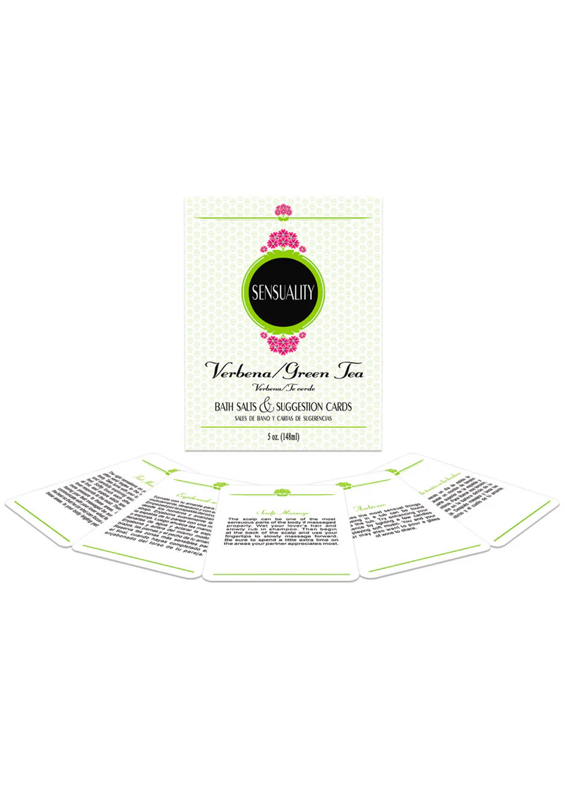 Sensuality Bath Set - Verbena Green Tea Scented Bath Salts with Suggestion Cards - Image 2