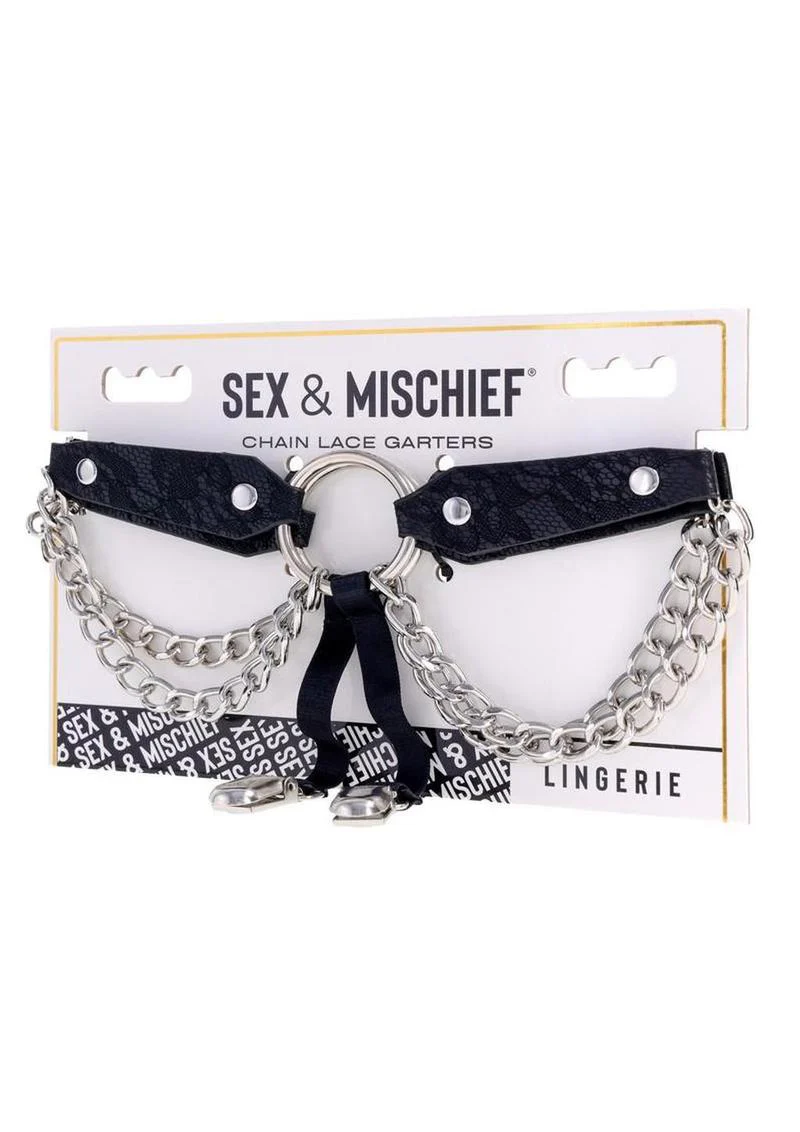 Sex and Mischief Chain Lace Garters - Image 2