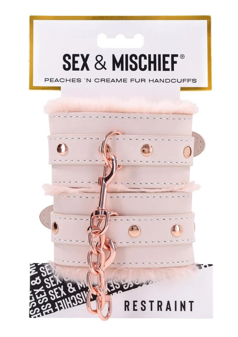 Sex and Mischief Peaches N Creame Fur Handcuffs - Image 2
