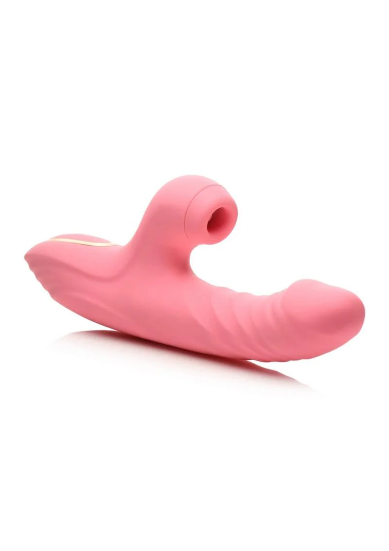 Shegasm Candy-Thrust Rechargeable Silicone Thrusting and Sucking Rabbit Vibrator - Image 3