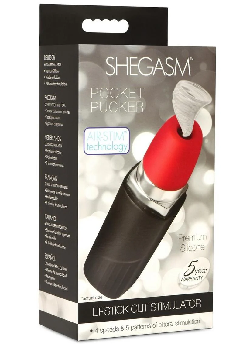 Shegasm Pocket Pucker Silicone Rechargeable Lipstick Clitoral Stimulator - Image 2