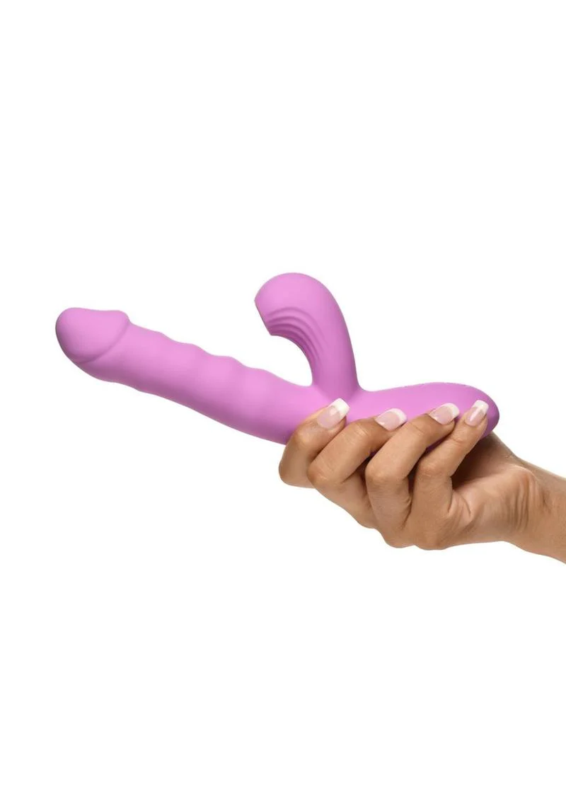 Shegasm + Thrust Wave Thrusting and Sucking Rechargeable Silicone Rabbit Vibrator - Image 4