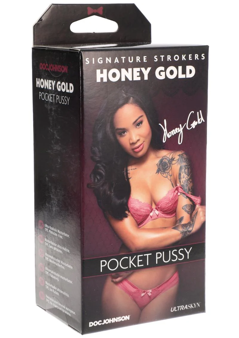 Signature Strokers Honey Gold Ultraskyn Pocket Masturbator - Pussy - Image 2