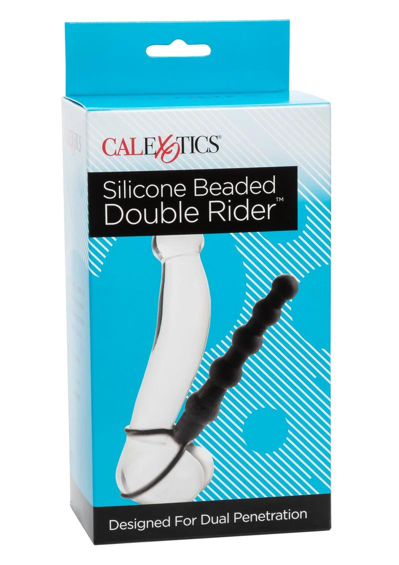 Silicone Beaded Double Rider Anal Probe Cock Ring - Image 2