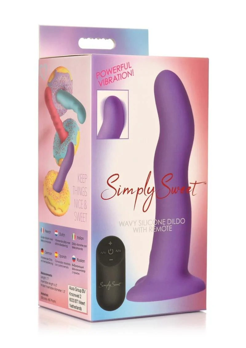 Simply Sweet 21x Vibrating Wavy Rechargeable Silicone Dildo with Remote - Image 2