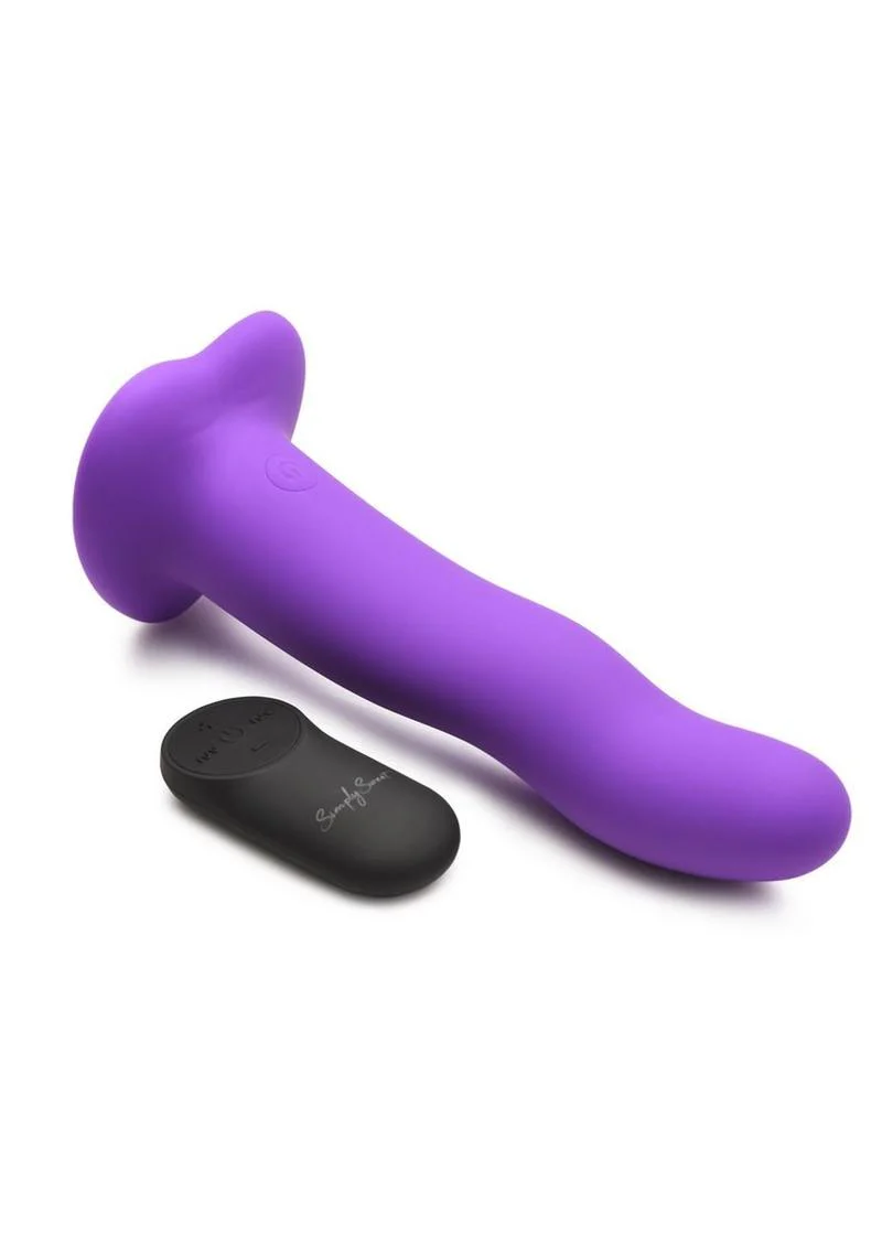 Simply Sweet 21x Vibrating Wavy Rechargeable Silicone Dildo with Remote - Image 3