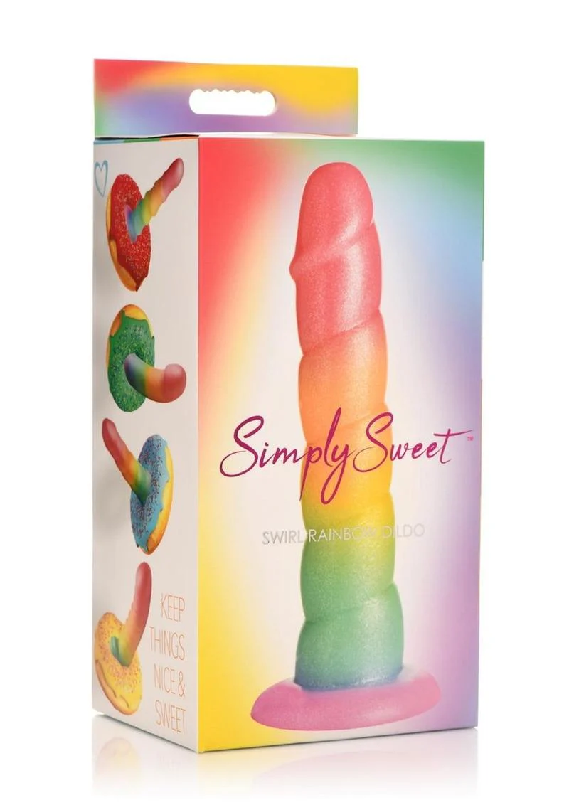 Simply Sweet Swirl Silicone Rainbow Dildo - Image 2