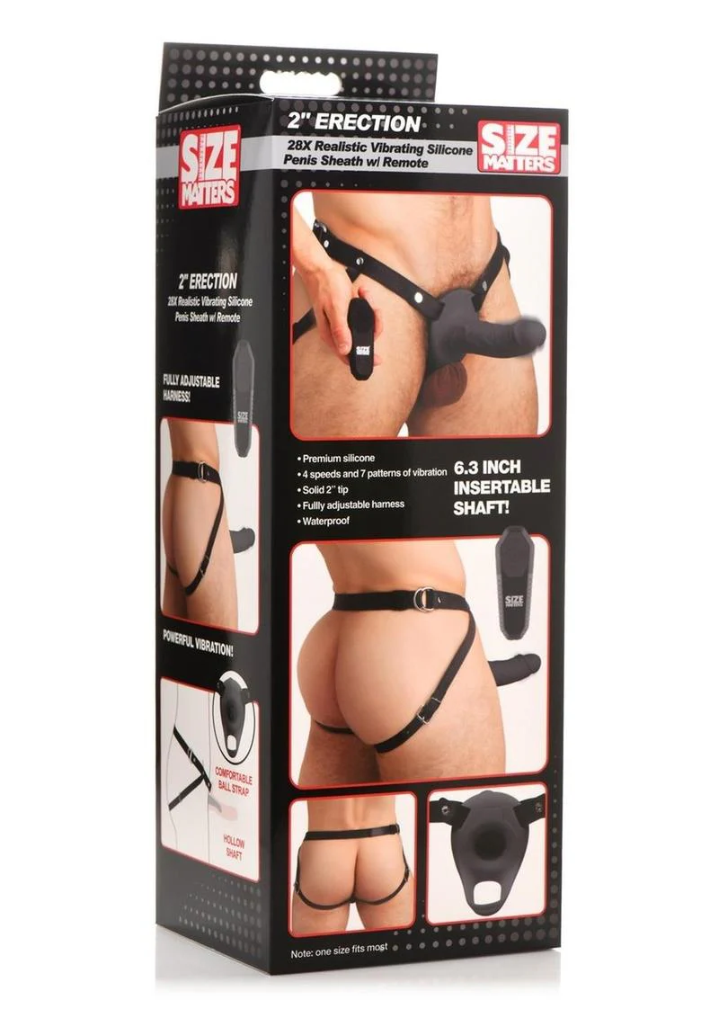 Size Matters 2 Erection 28x Realistic Vibrating Rechargeable Silicone Penis Sheath with Remote Control - Image 3