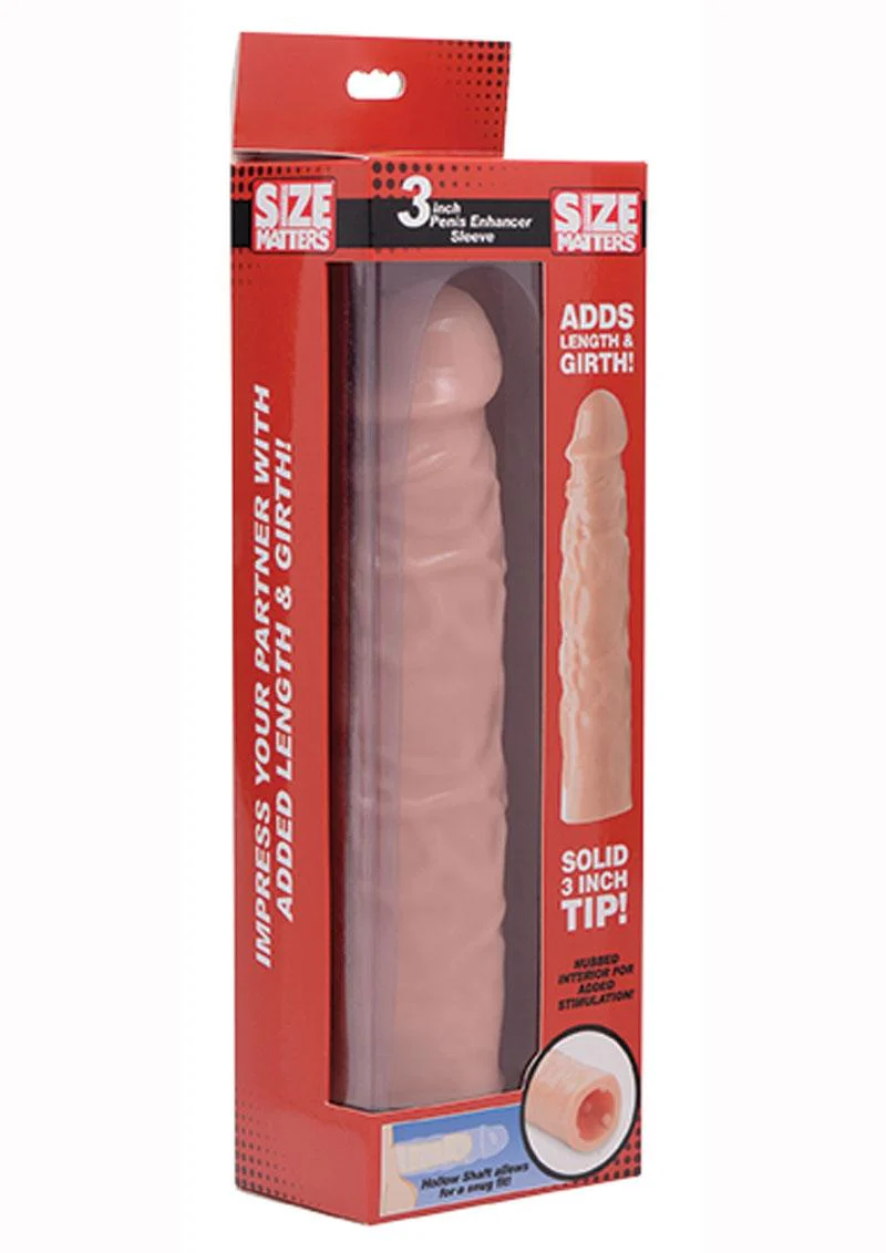 Size Matters Penis Extender Sleeve 3in - Vanila - Image 2