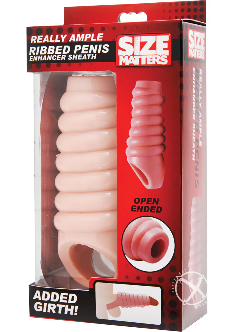 Size Matters Really Ample Ribbed Penis Enhancer Sheath - Image 2