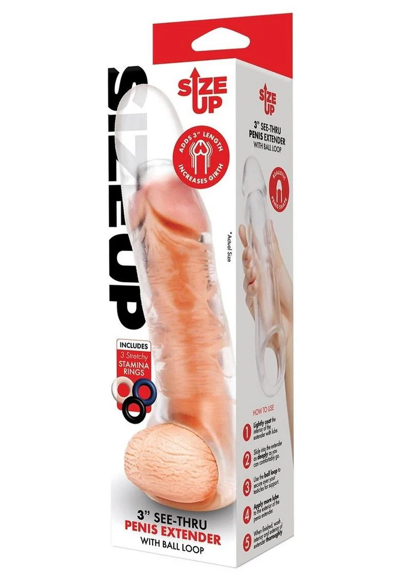 Size Up Extra Girthy Clear View Penis Extender with Ball Loop - Image 2