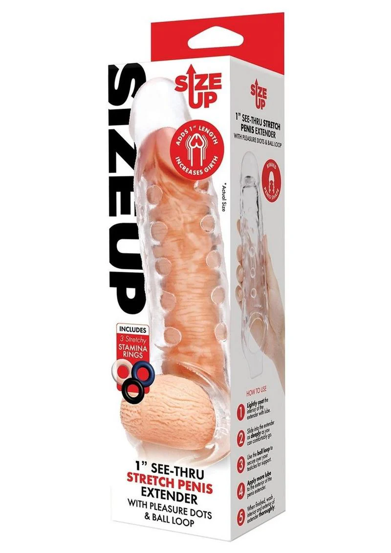 Size Up Studded Clear View Penis Extender with Ball Loop - Image 2