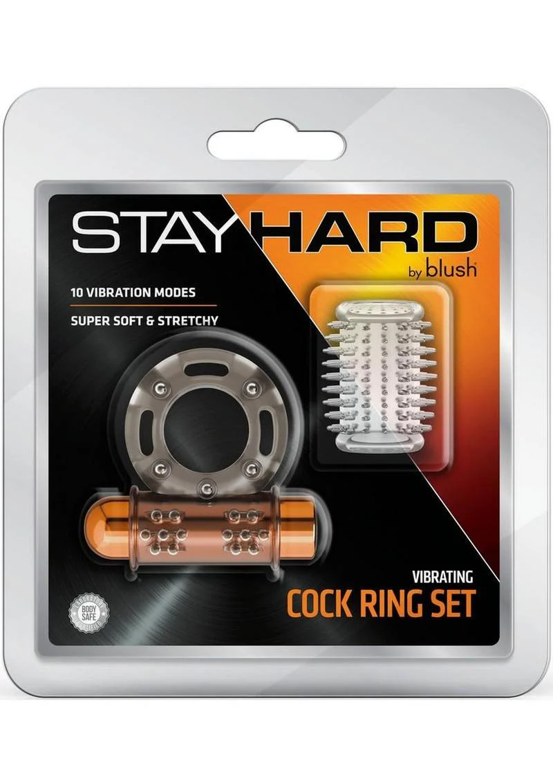 Stay Hard Vibrating Rechargeable Clitoral Stimulating Cock Ring Set with Spiked Sleeve - Image 2