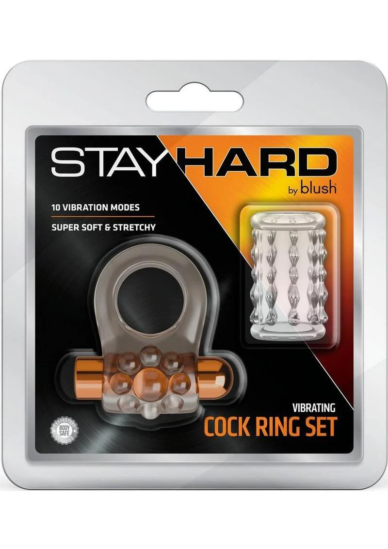 Stay Hard Vibrating Rechargeable Cock Ring Set with Beaded Sleeve - Image 2