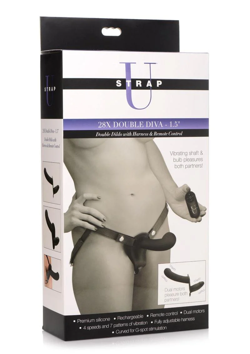 Strap U 28x Rechargeable Silicone 28x Double Dildo with Harness and Remote Control - Image 2