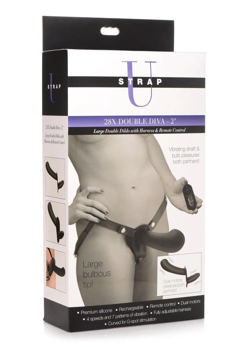 Strap U 28x Rechargeable Silicone 28x Large Double Dildo with Harness and Remote Control - Image 2
