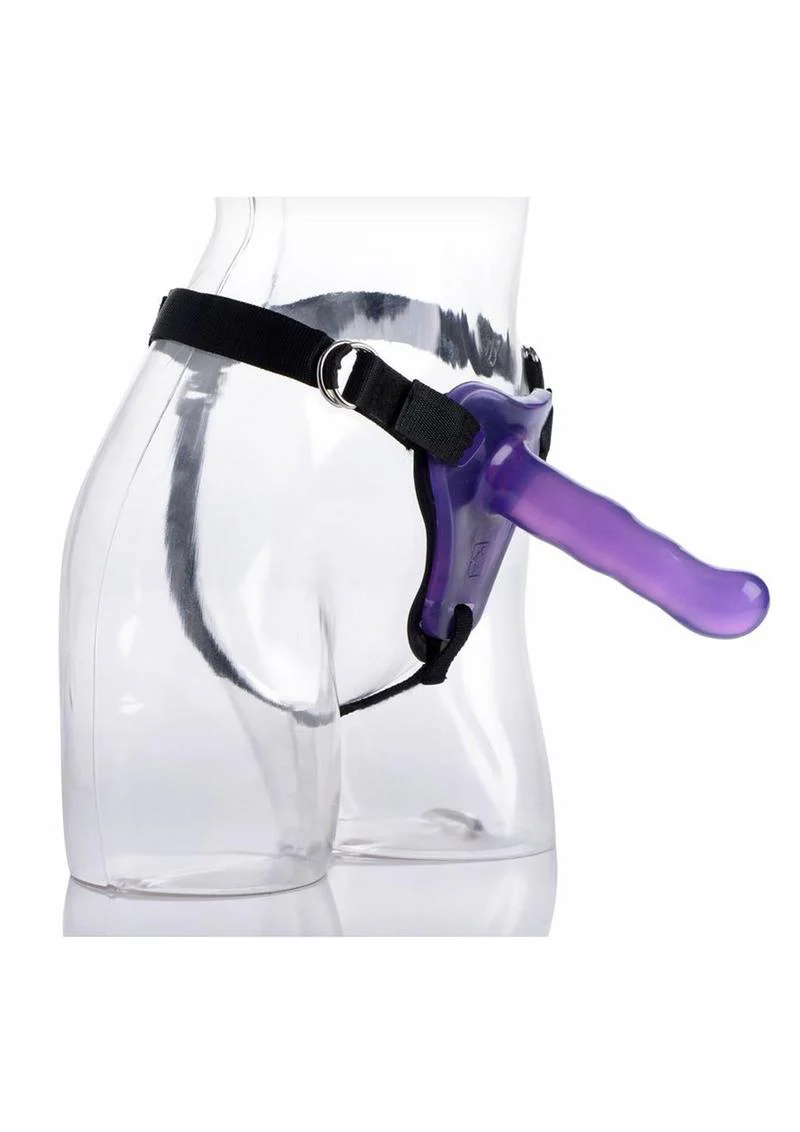 Strap U Comfort Ride Black Strap-On Harness with Purple 7in Dildo - Image 3