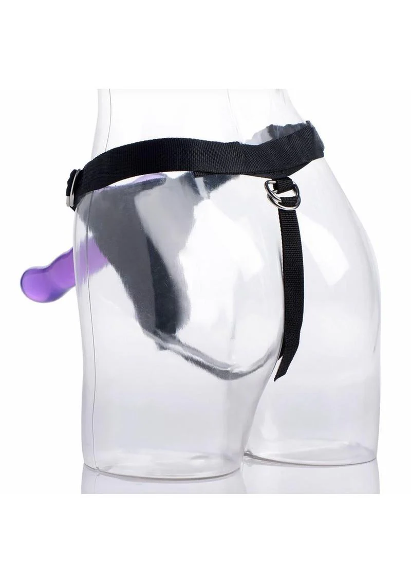 Strap U Comfort Ride Black Strap-On Harness with Purple 7in Dildo - Image 4