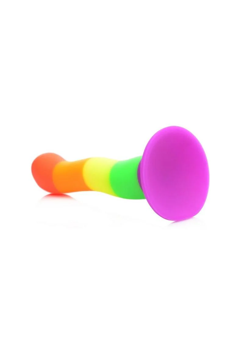 Strap U Proud Rainbow Silicone Dildo with Harness - Image 3