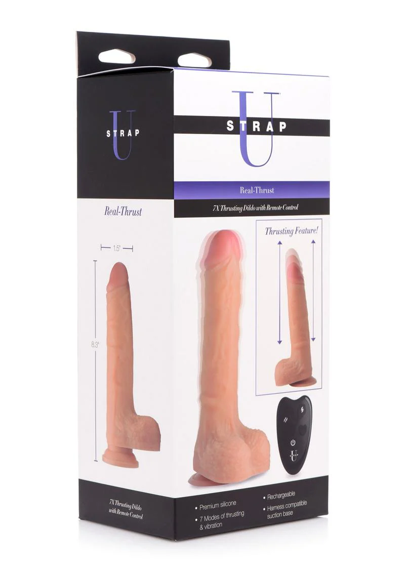 Strap U Real Thrust Thrusting and Vibrating Rechargeable Silicone Dildo - Image 2