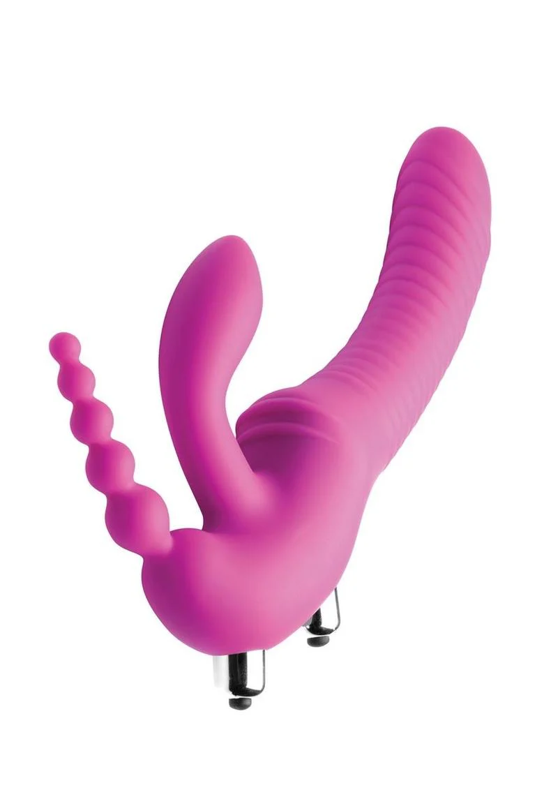 Strap U Regal Rider Vibrating Silicone Strapless Strap-On Triple G 6in Dildo - Image 3