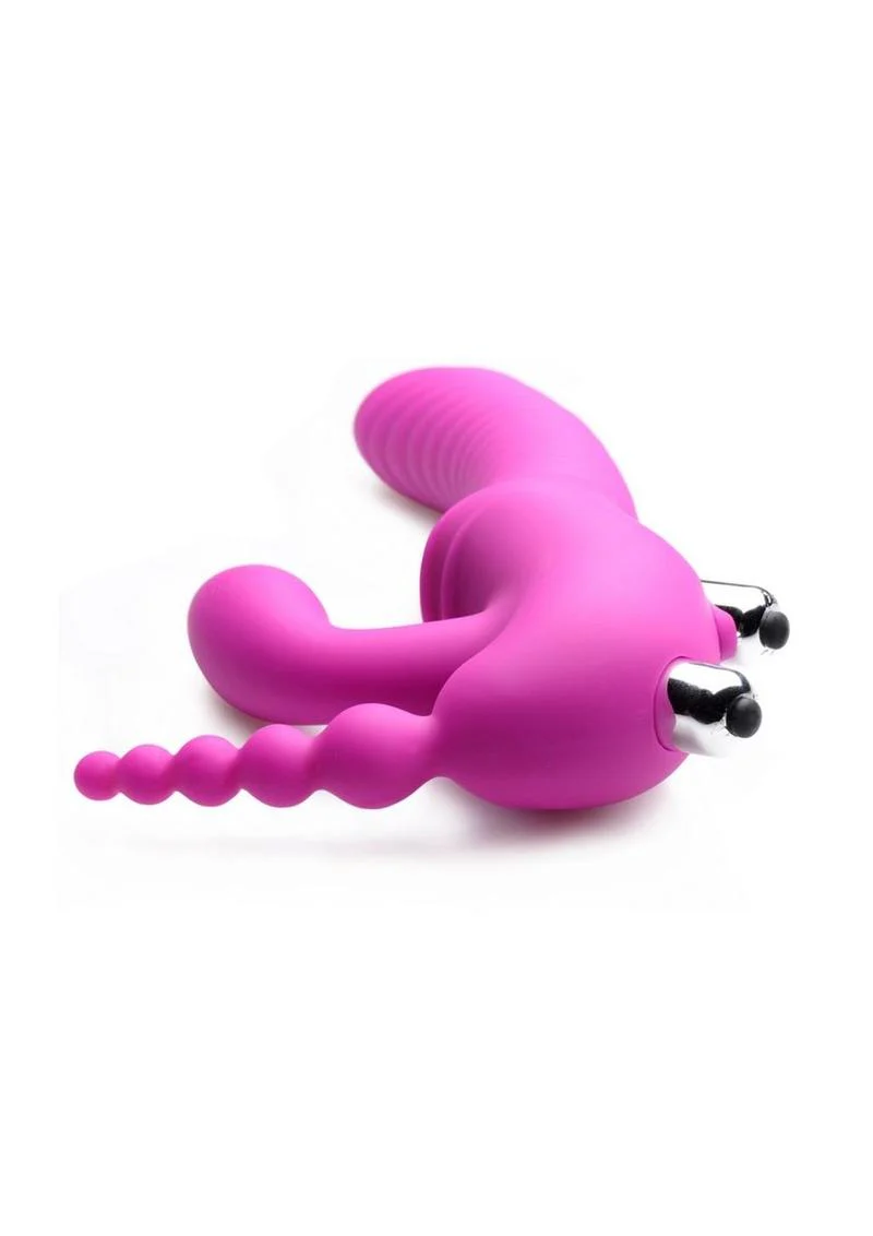 Strap U Regal Rider Vibrating Silicone Strapless Strap-On Triple G 6in Dildo - Image 4