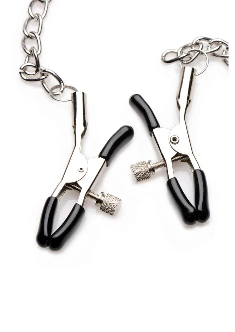 Strict Black Silicone Bit Gag with Nipple Clamps - Image 3