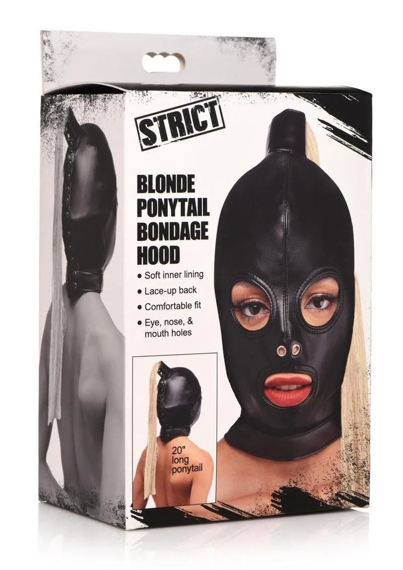 Strict Blonde Ponytail Bondage Hood - Image 2