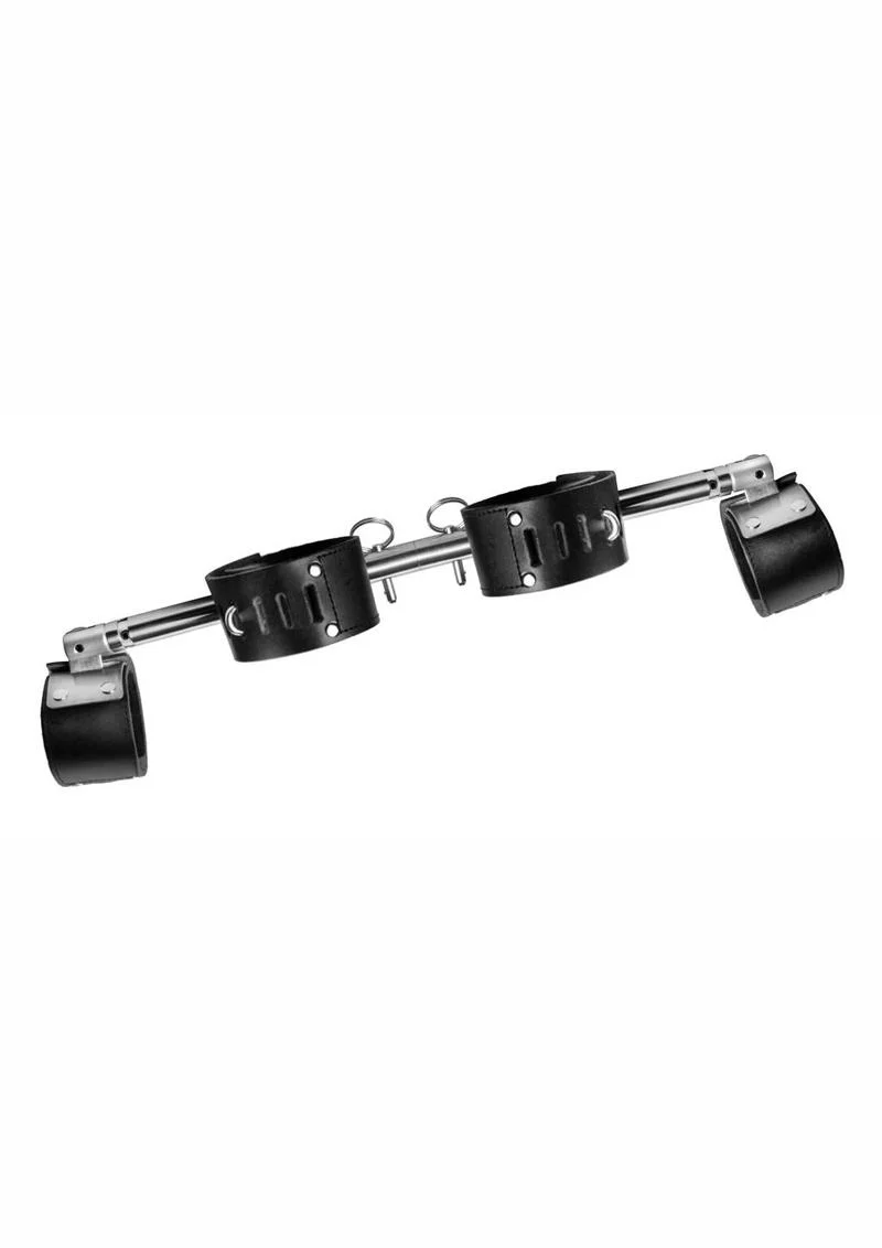 Strict Leather Adjustable Swiveling Spreader Bar with Leather Cuffs - Image 2